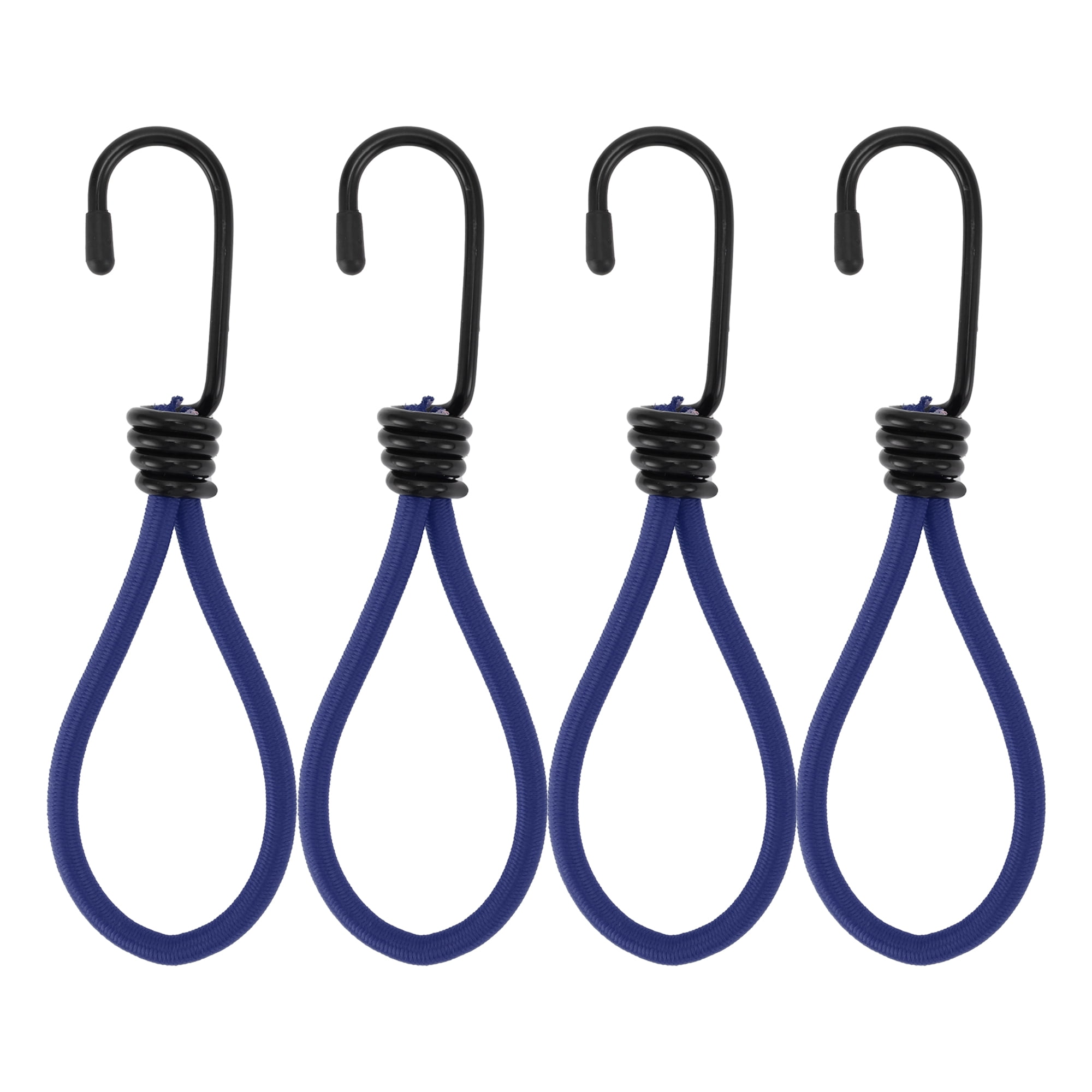 Unique Bargains 4Pcs Elastic Cord Ties with Metal Hooks Blue