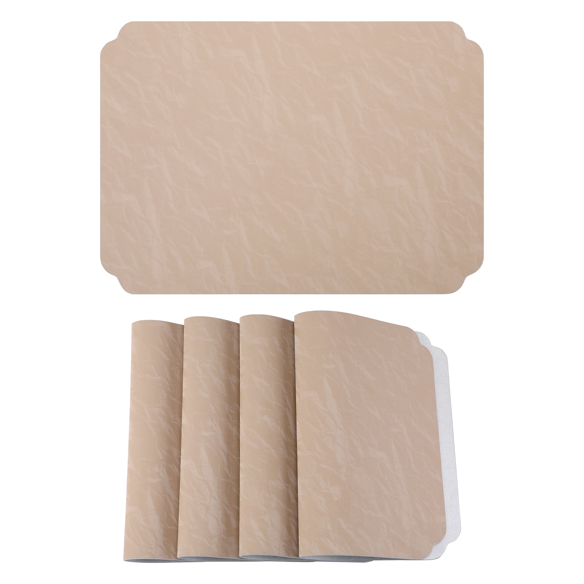 Unique Bargains 4Pcs Faux Leather Table Decor Placemats Milk Tea 17.7x11.8inch