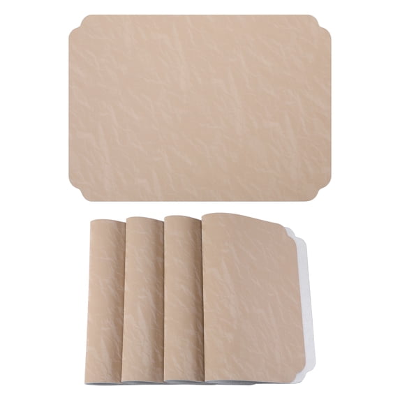 Unique Bargains 4Pcs Faux Leather Table Decor Placemats Milk Tea 17.7x11.8inch