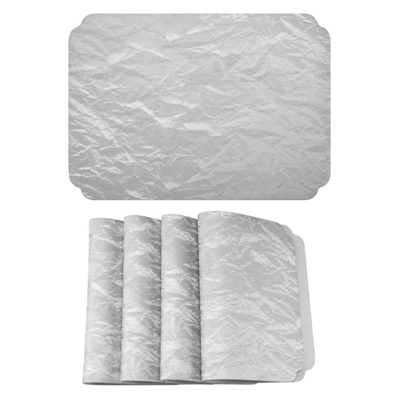 Unique Bargains 4Pcs Faux Leather Table Decor Placemats Silver Gray 17.7x11.8inch