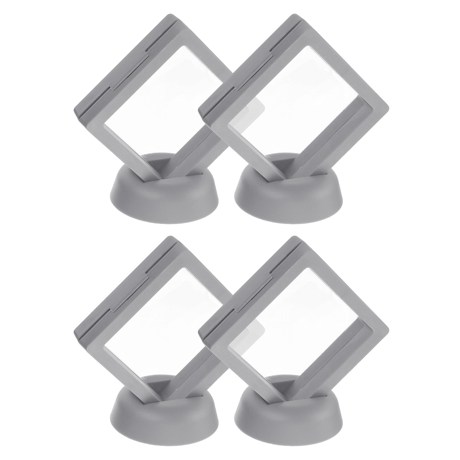 Unique Bargains 4Pcs Floating Frame Display Holder Stand 2.76" x 2.76" x 0.8" Grey
