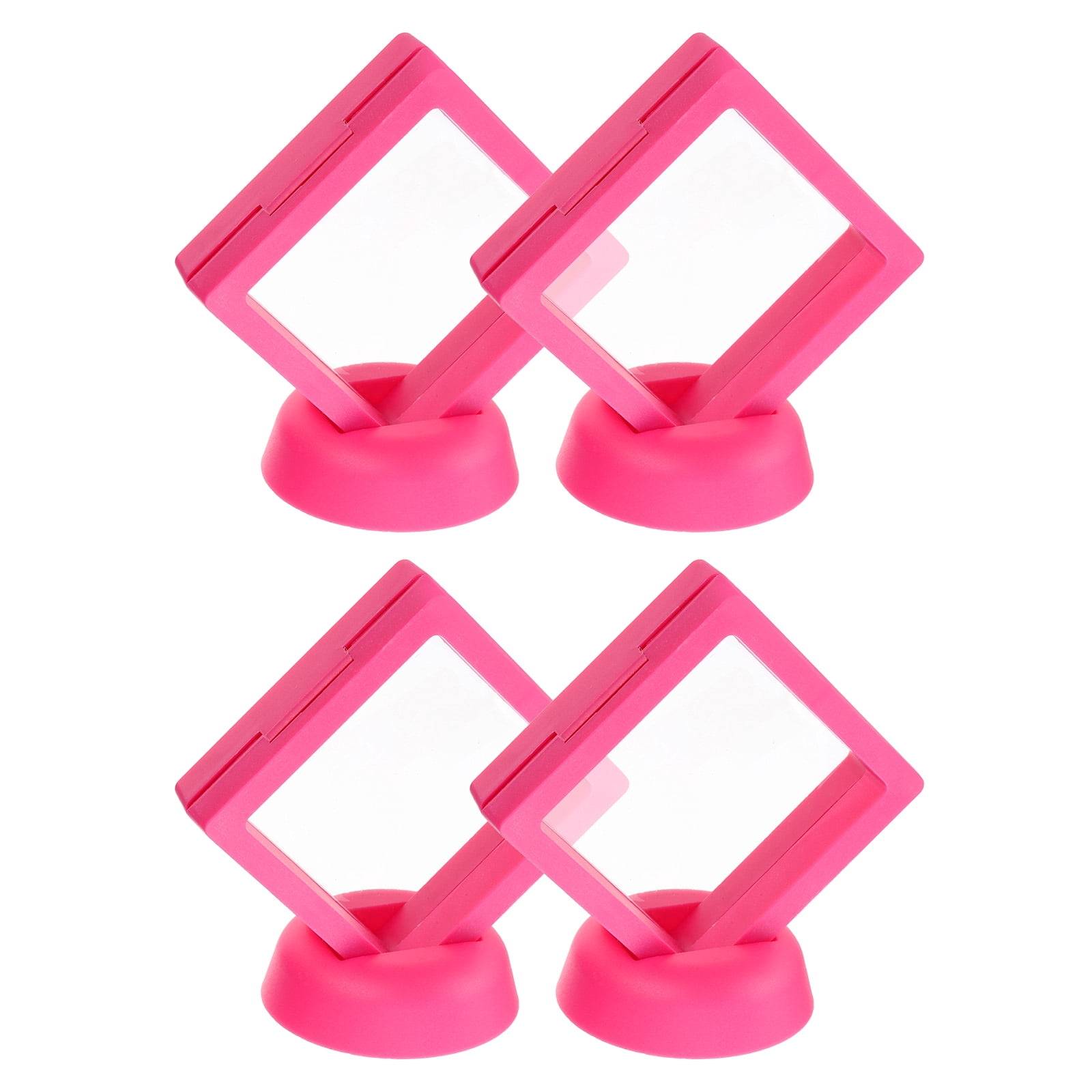 Unique Bargains 4Pcs Floating Frame Display Holder Stand 2.76" x 2.76" x 0.8" Rose Red