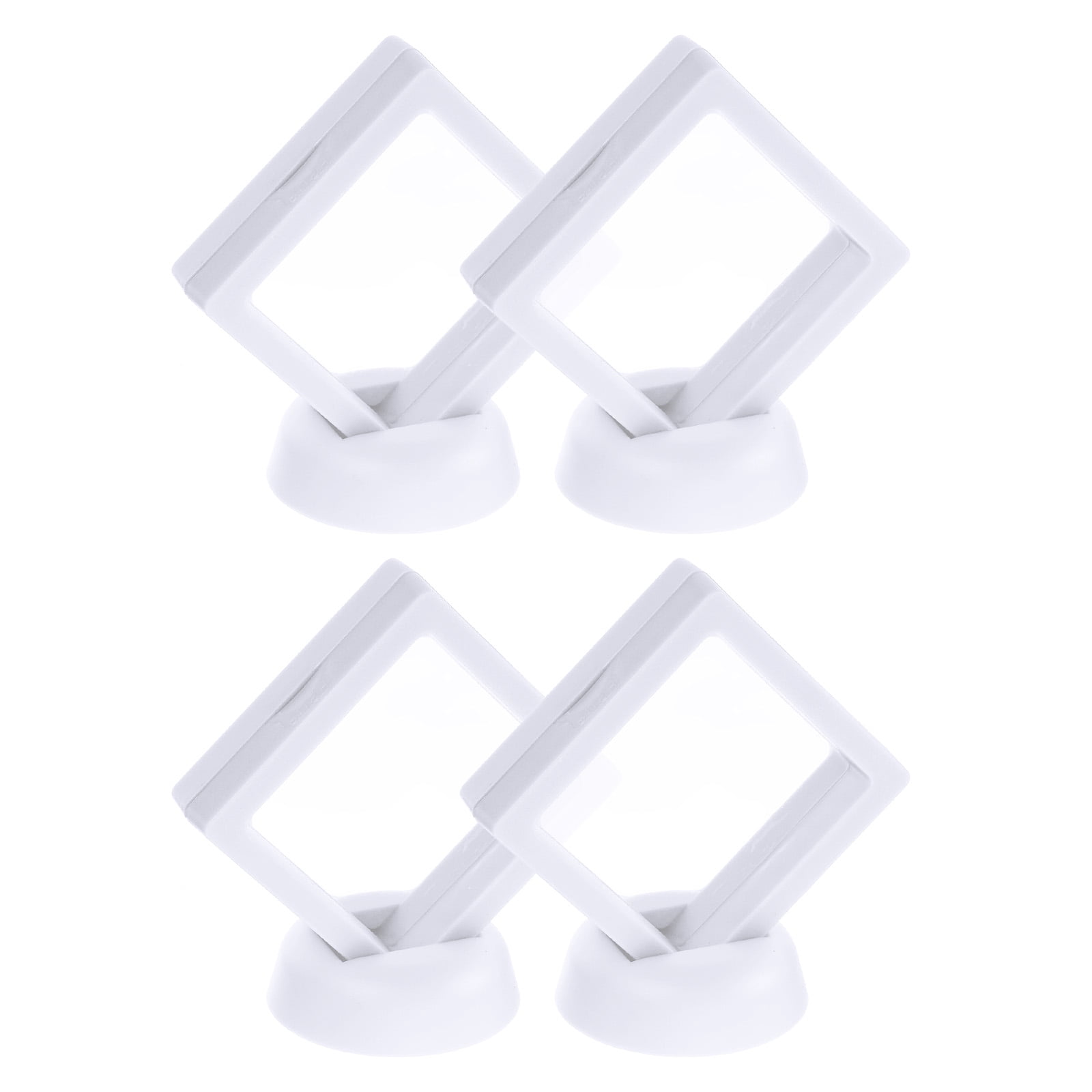 Unique Bargains 4Pcs Floating Frame Display Holder Stand 2.76" x 2.76" x 0.8" White