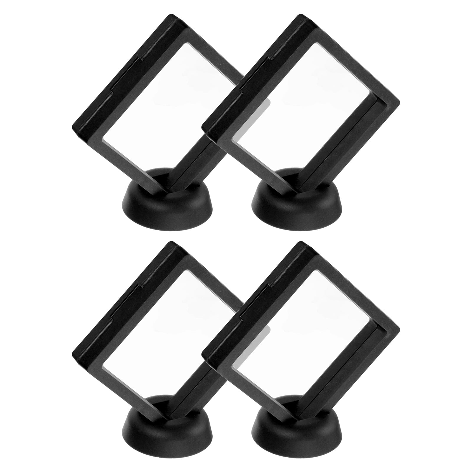 Unique Bargains 4Pcs Floating Frame Display Holder Stand 3.54" x 3.54" x 0.8" Black