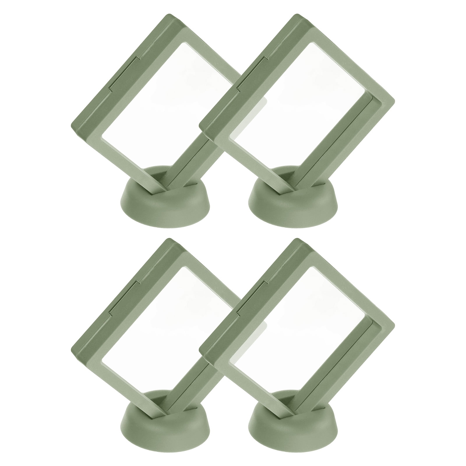 Unique Bargains 4Pcs Floating Frame Display Holder Stand 3.54" x 3.54" x 0.8" Green