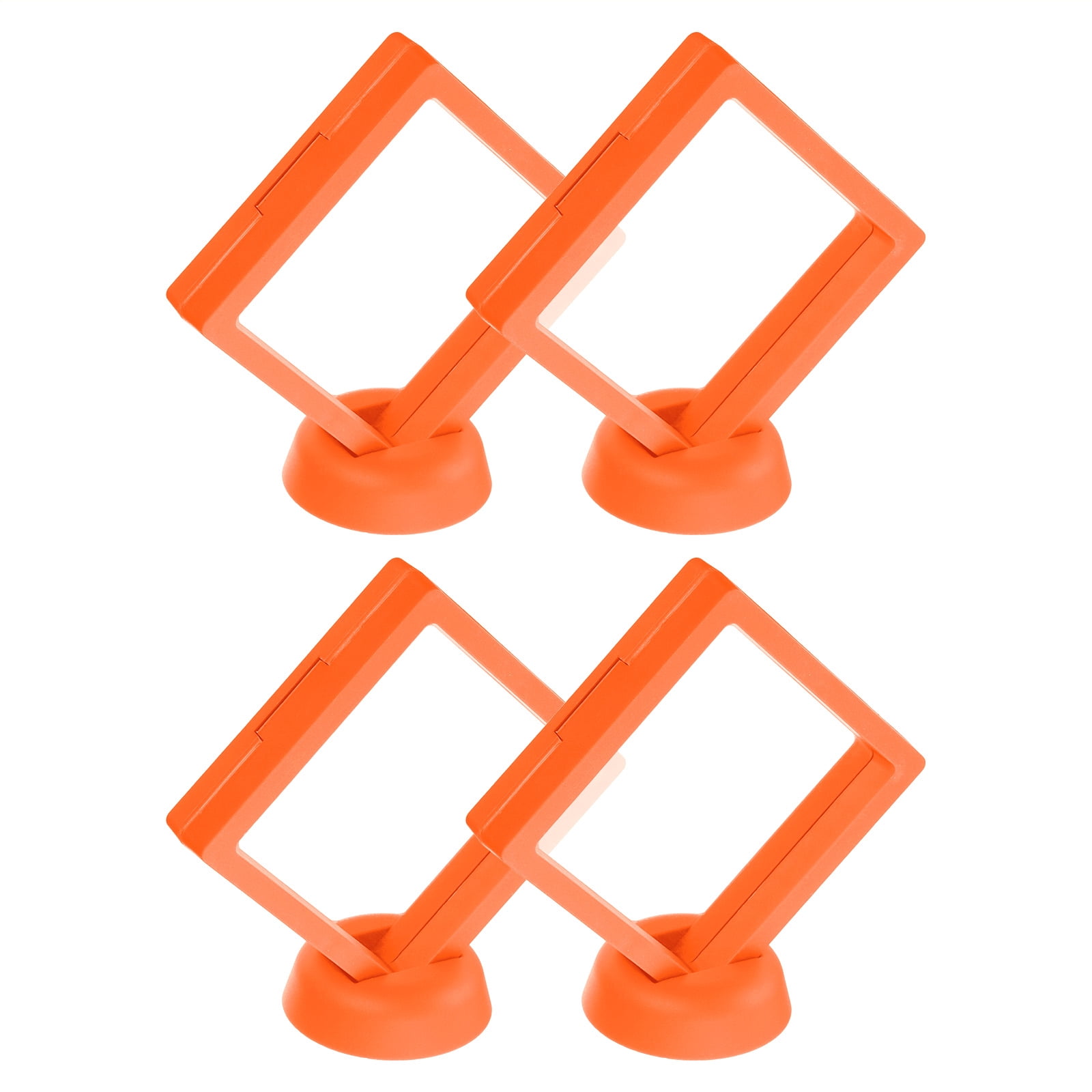 Unique Bargains 4Pcs Floating Frame Display Holder Stand 3.54" x 3.54" x 0.8" Orange