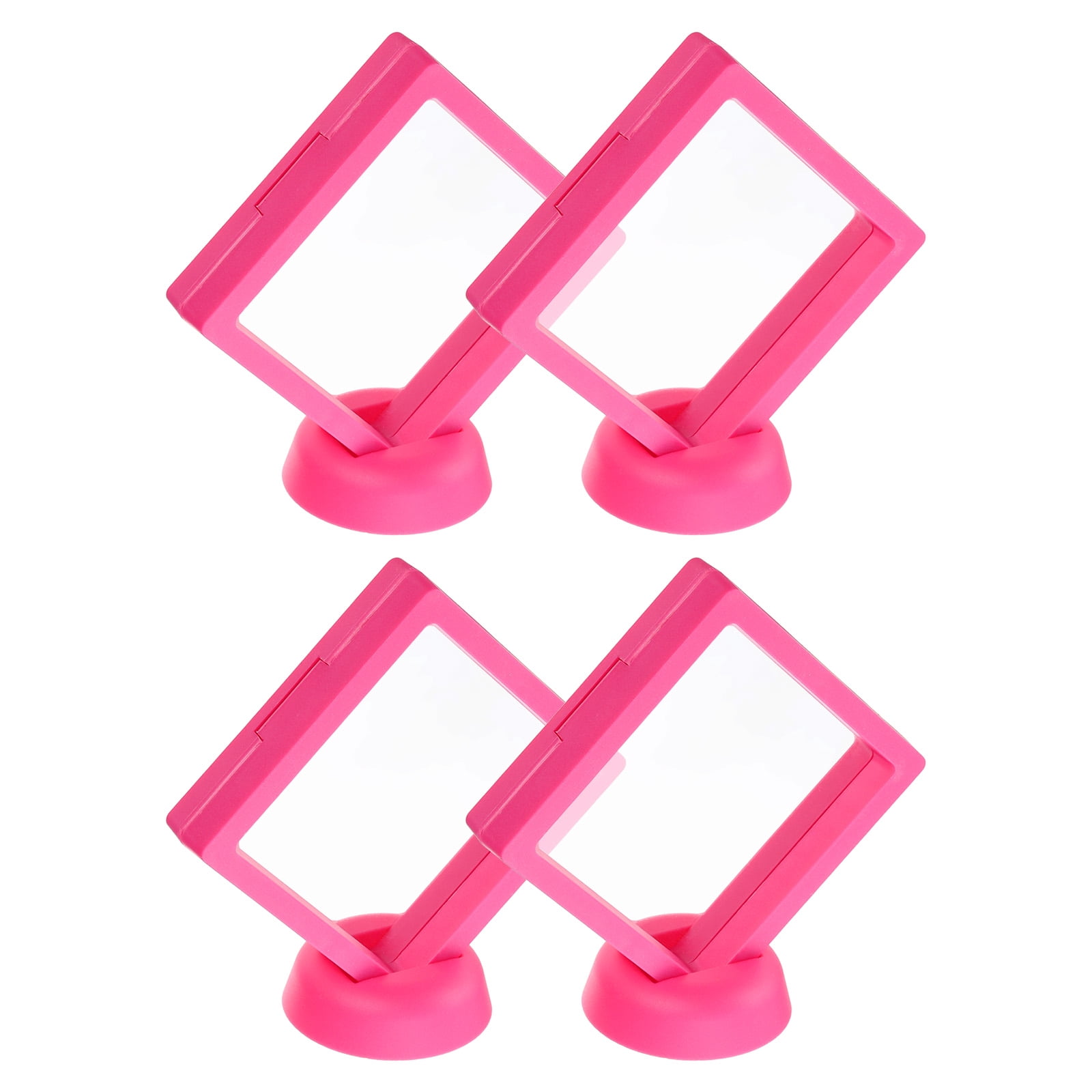 Unique Bargains 4Pcs Floating Frame Display Holder Stand 3.54" x 3.54" x 0.8" Red