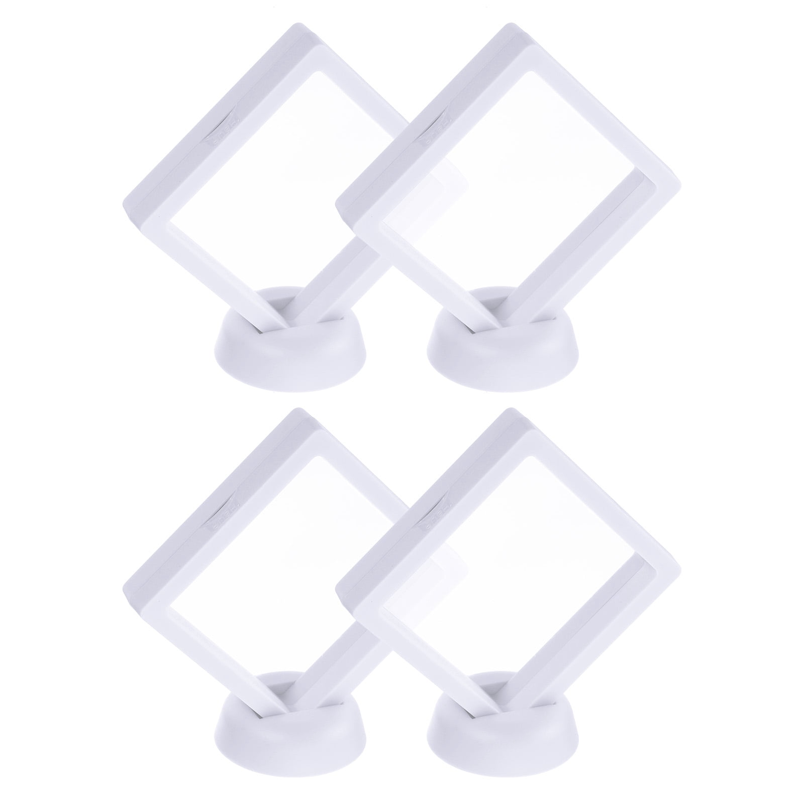 Unique Bargains 4Pcs Floating Frame Display Holder Stand 3.54" x 3.54" x 0.8" White