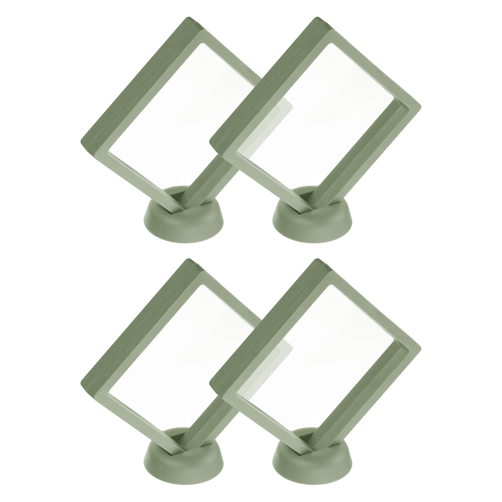 Unique Bargains 4Pcs Floating Frame Display Holder Stand 4.33" x 4.33" x 0.8" Light Green