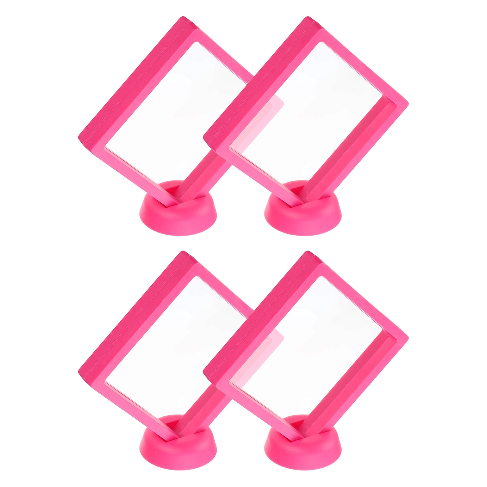 Unique Bargains 4Pcs Floating Frame Display Holder Stand 4.33" x 4.33" x 0.8" Rose Red