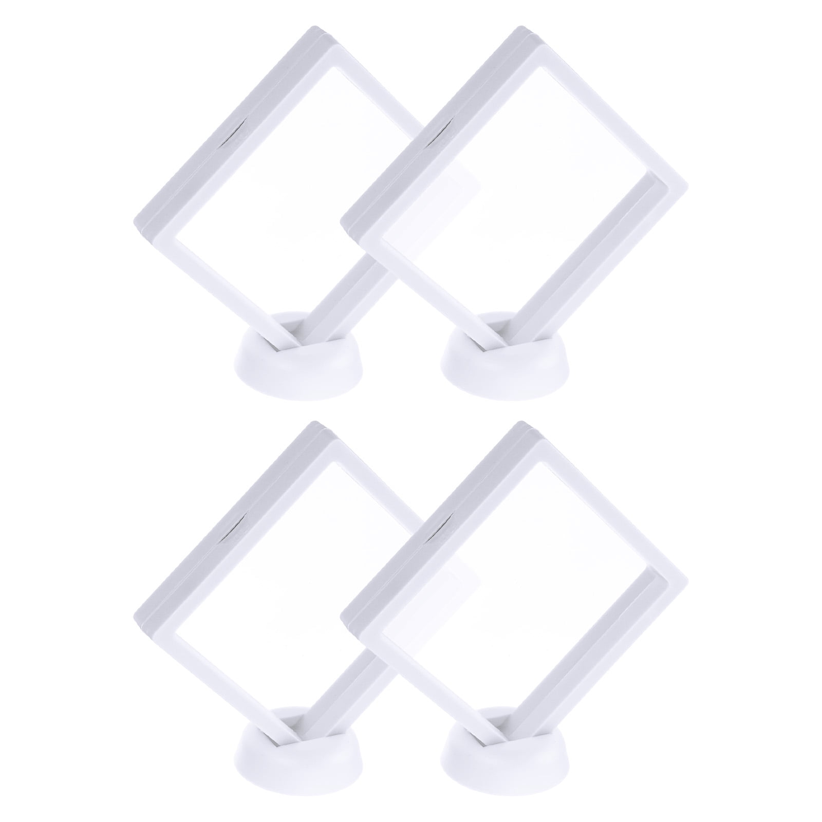 Unique Bargains 4Pcs Floating Frame Display Holder Stand 4.33" x 4.33" x 0.8" White