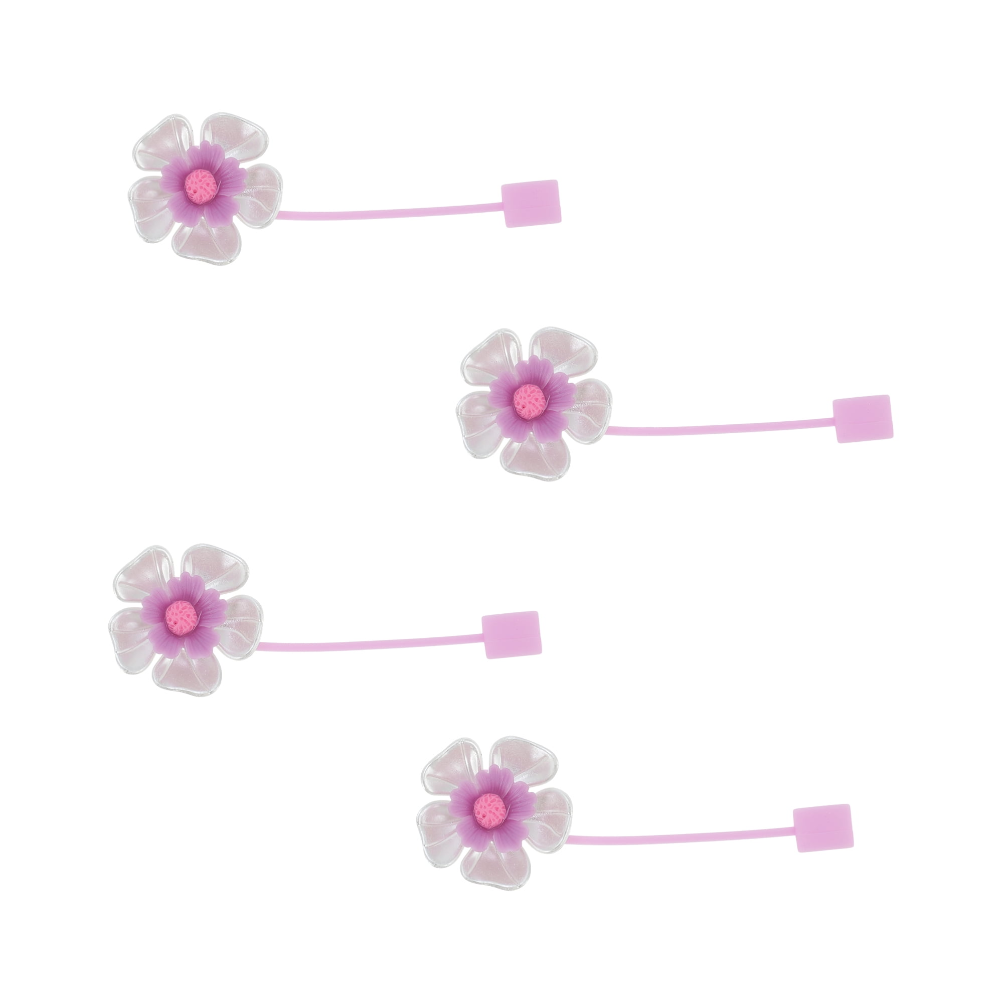 Unique Bargains 4Pcs Flower Straw Cover Cap Silicone Straw Covers for Drinkware Purple