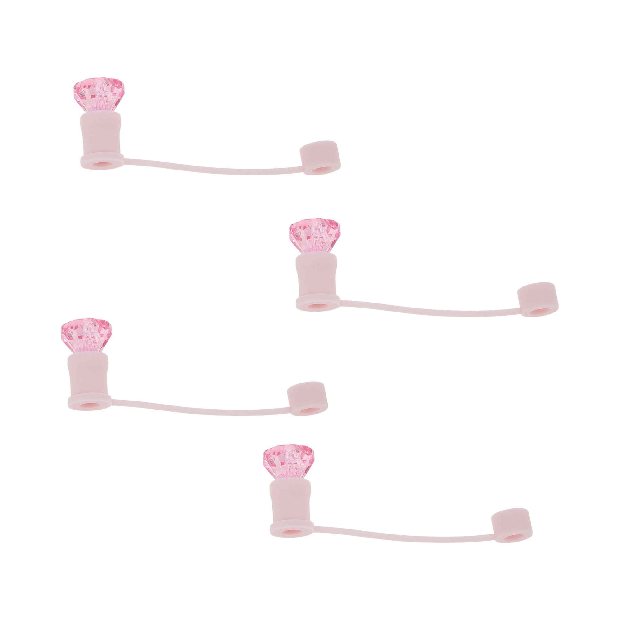 Unique Bargains 4Pcs Gemstone Silicone Straw Cover Caps For Drinkware Pink
