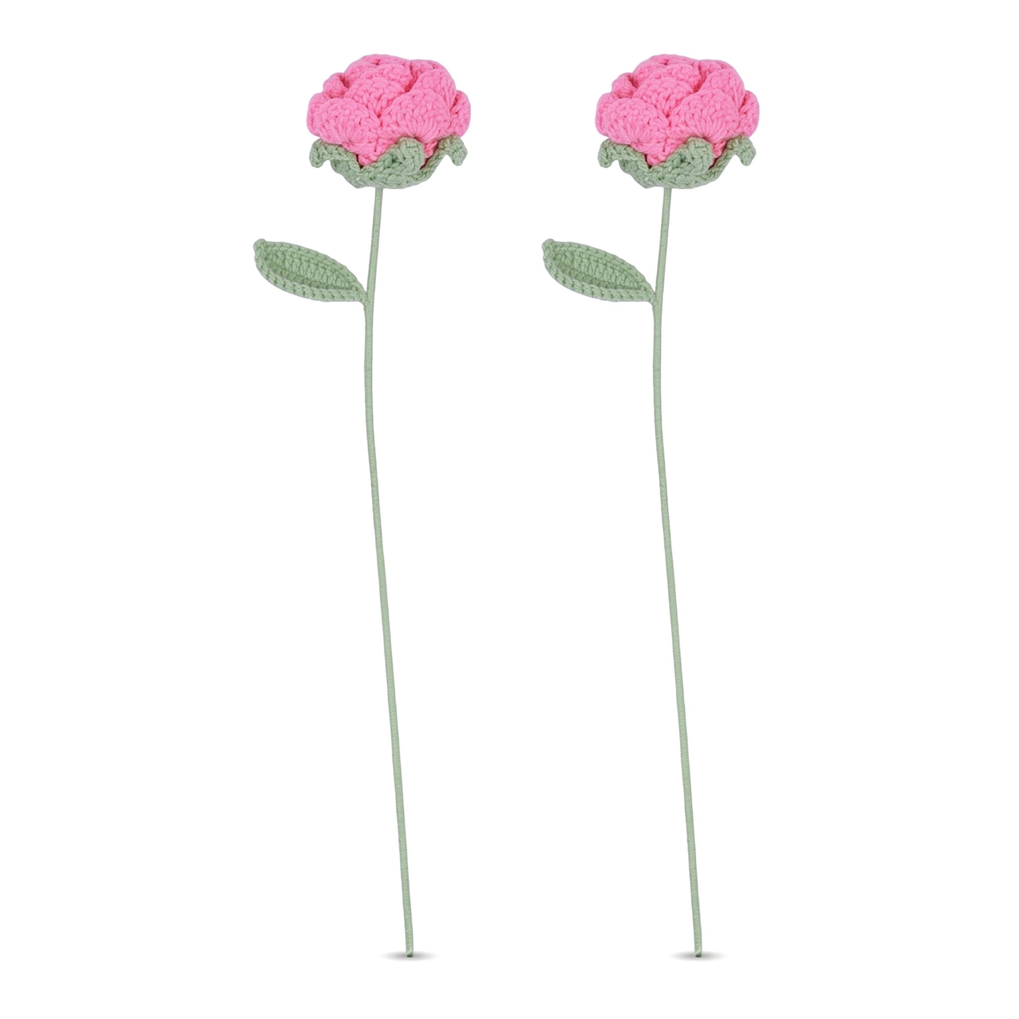 Unique Bargains 4Pcs Handmade Crochet Long Stem Fake Roses Dark Pink Gradient Purple 13in