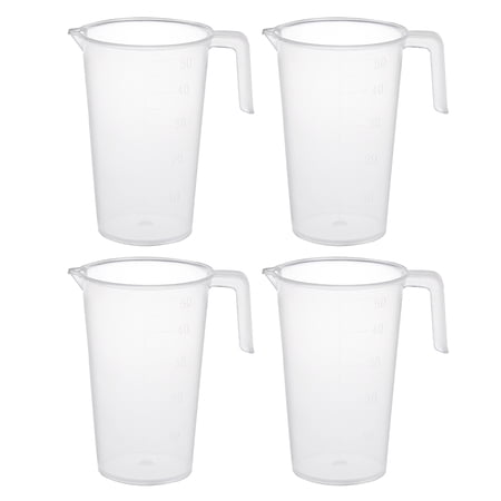 Unique Bargains 4Pcs Laboratory Clear White PP 50mL Measuring Cup Handled Beaker