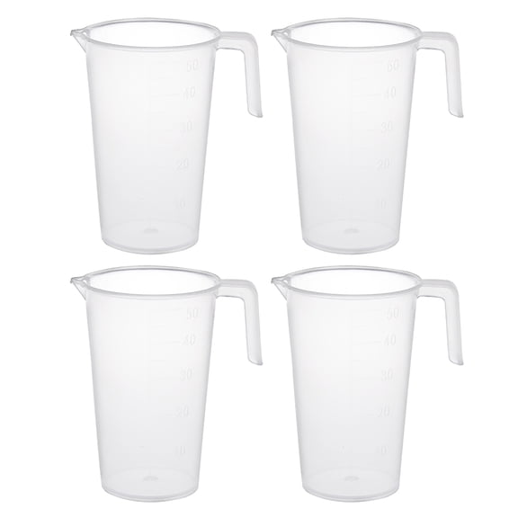 Unique Bargains 4Pcs Laboratory Clear White PP 50mL Measuring Cup Handled Beaker