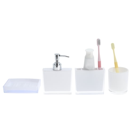 Unique Bargains 4Pcs Lightweight Bathroom Accessories Set White