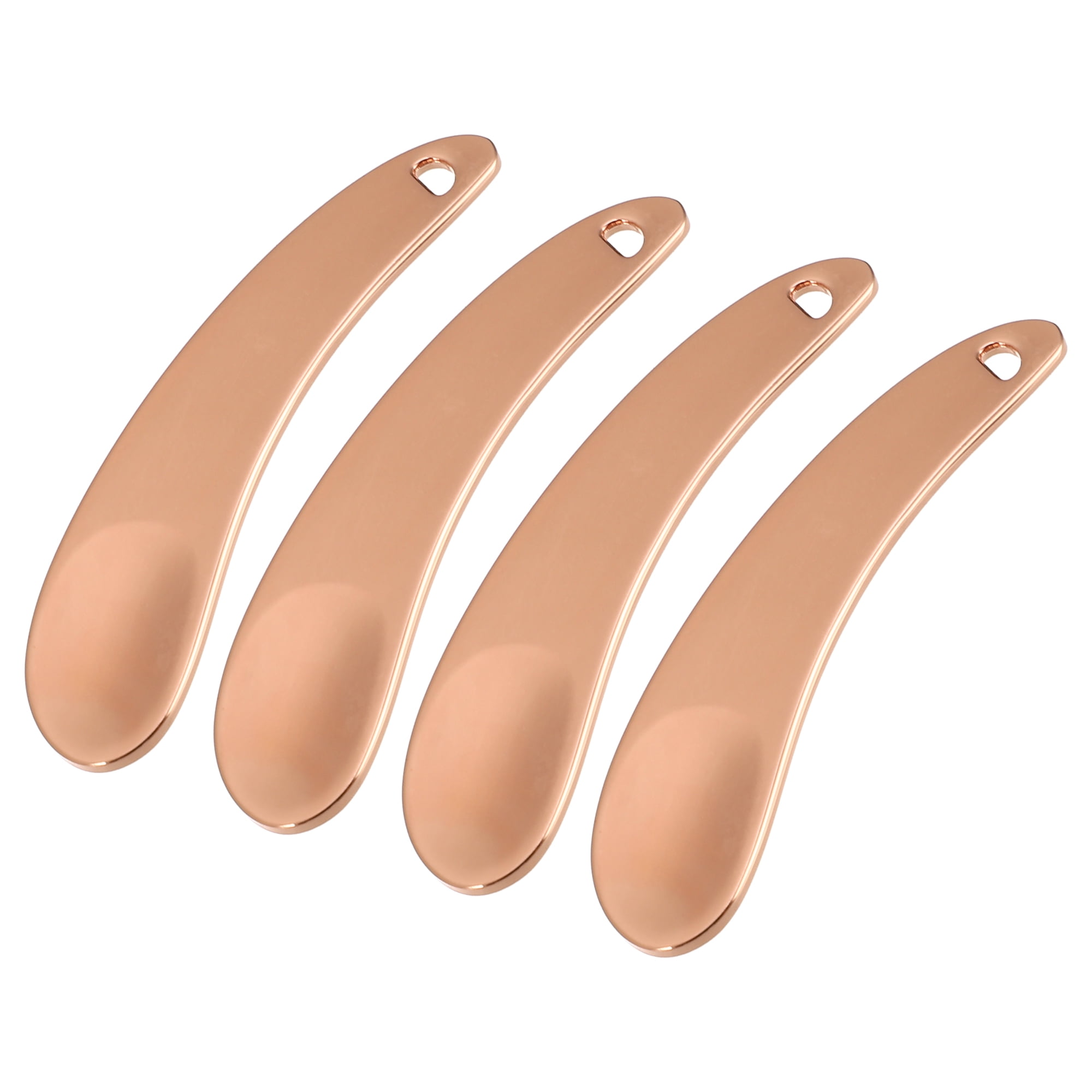 Unique Bargains 4Pcs Makeup Spatula Spoon Zinc Alloy Moon Shape 2.13"x0.51" Rose Gold Tone