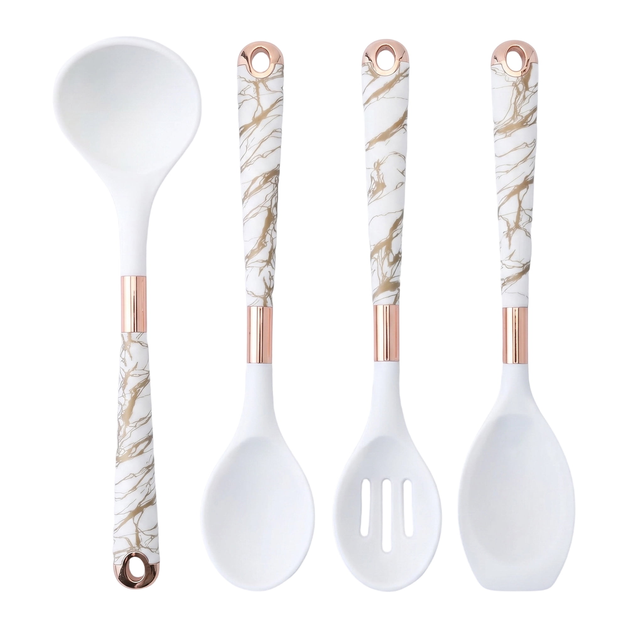 Unique Bargains 4Pcs Non Stick Safe Heat Resistant Silicone Utensil Set White C