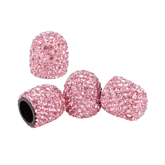 Unique Bargains 4Pcs Pink Valve Stem Caps Universal Car Tire Valve Caps Chrome Dustproof Car Accessories