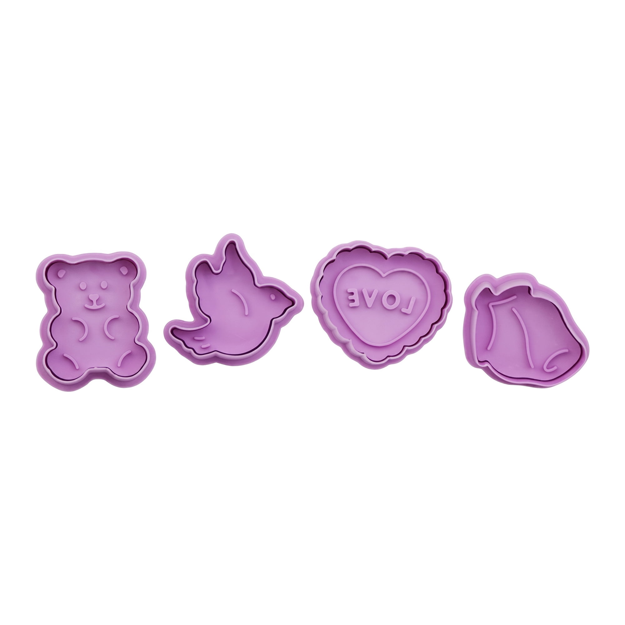 Unique Bargains 4Pcs Plastic Small Cookie Cutters for Baking Biscuit Purple-3