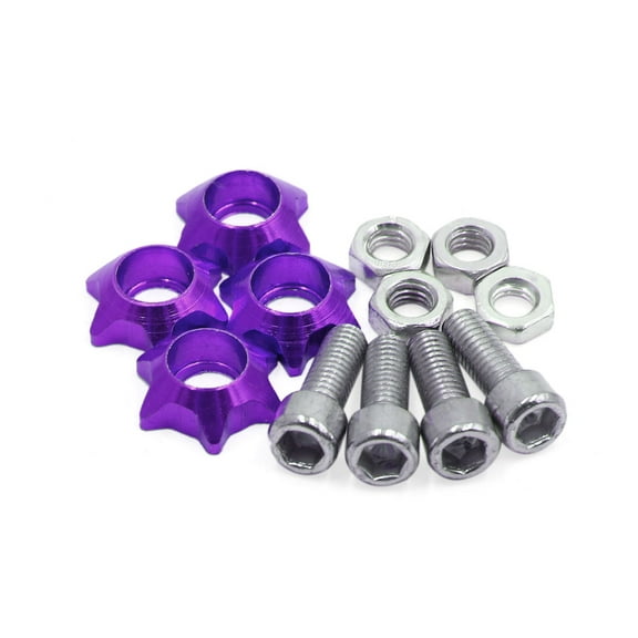 Unique Bargains 4Pcs Purple Metal 6mm Thread Motorcycle Hexagon License Plate Bolts Screws