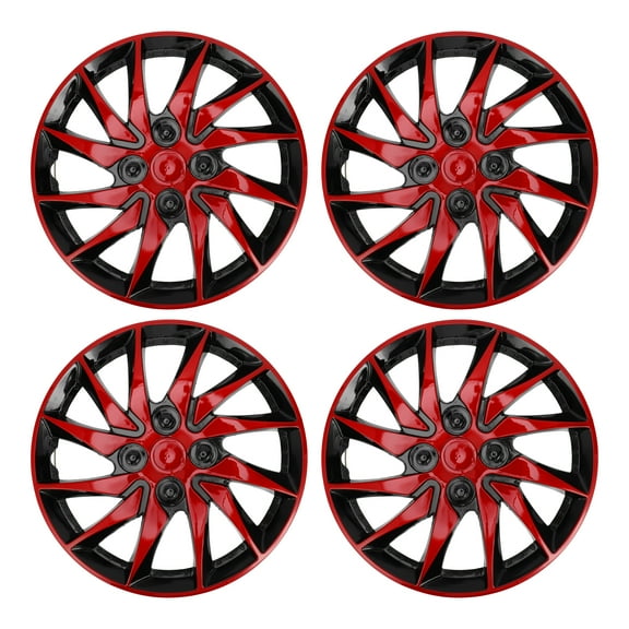 Unique Bargains 4Pcs R15/ 15 Inch Universal Wheel Rim Hub Cover Wheel Hub Caps Clip-on Black Red