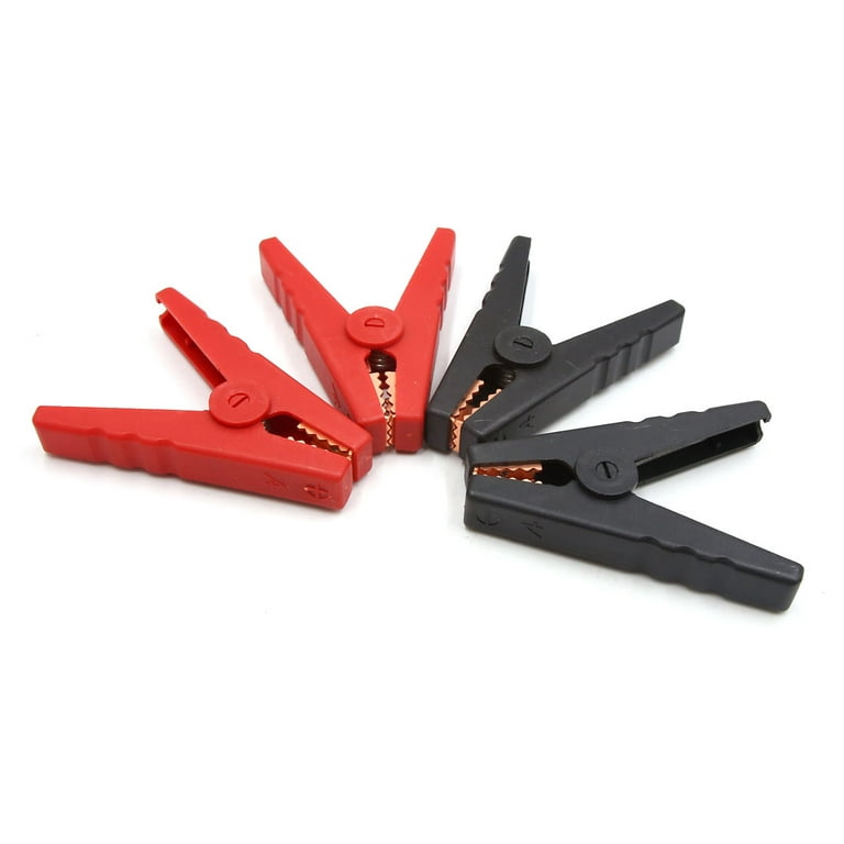 Unique Bargains 4Pcs Red Black Electrical Battery Insulated Test Clamps Alligator  Clips for Car 