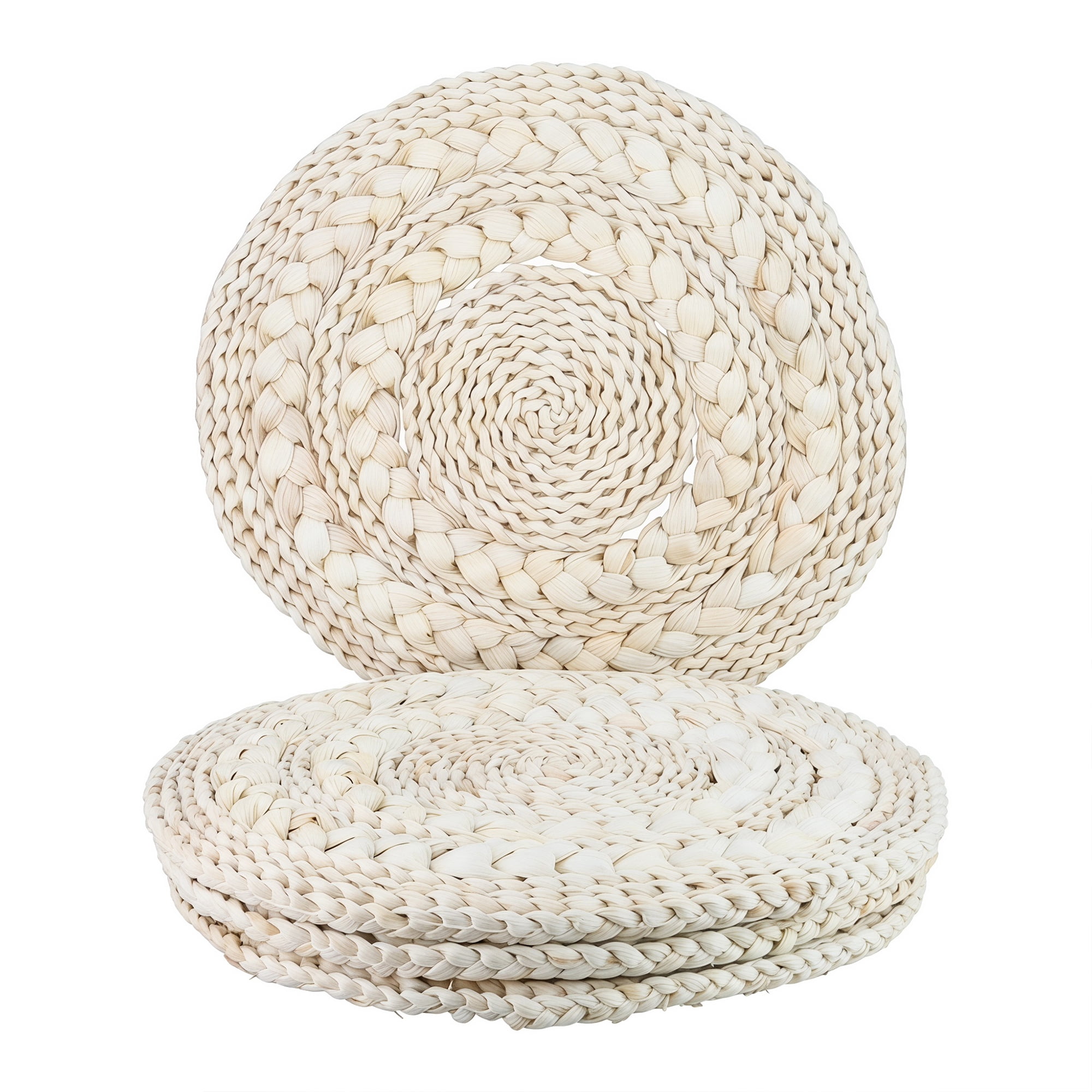 Unique Bargains 4Pcs Round Woven Dining Table Decor Placemats Beige 15x15in