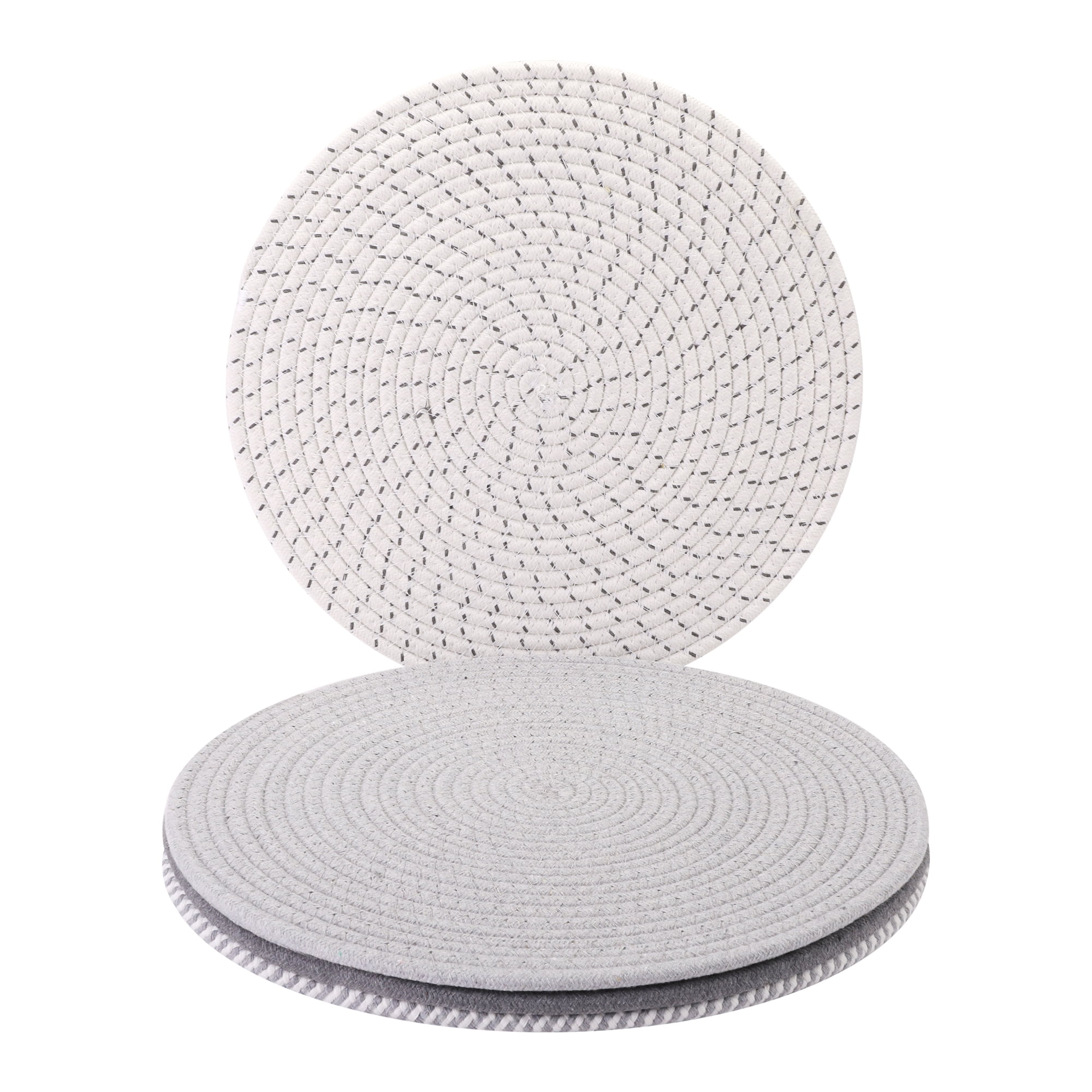 Unique Bargains 4Pcs Round Woven Table Placemats Gray 13x13inch
