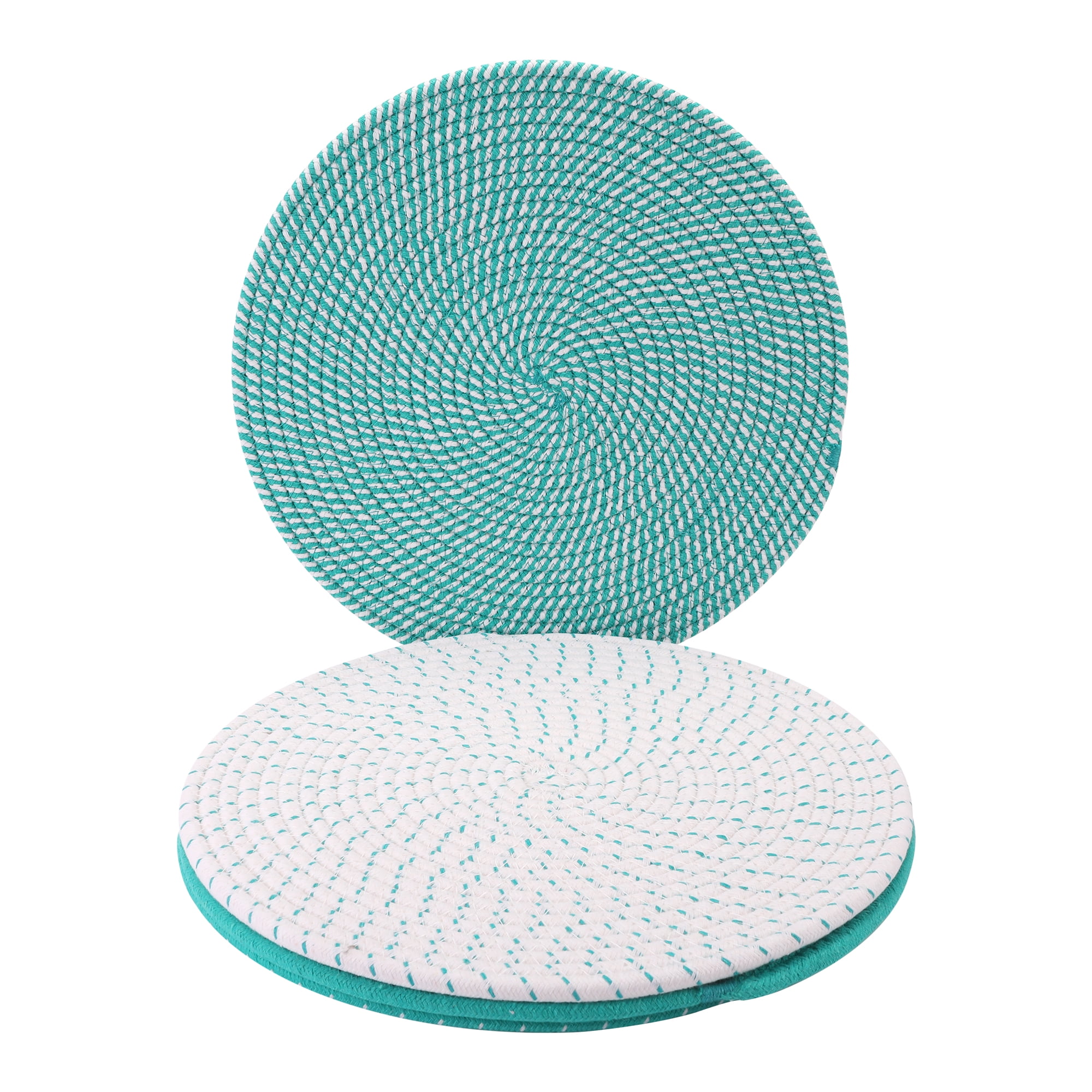 Unique Bargains 4Pcs Round Woven Table Placemats Green 13x13inch