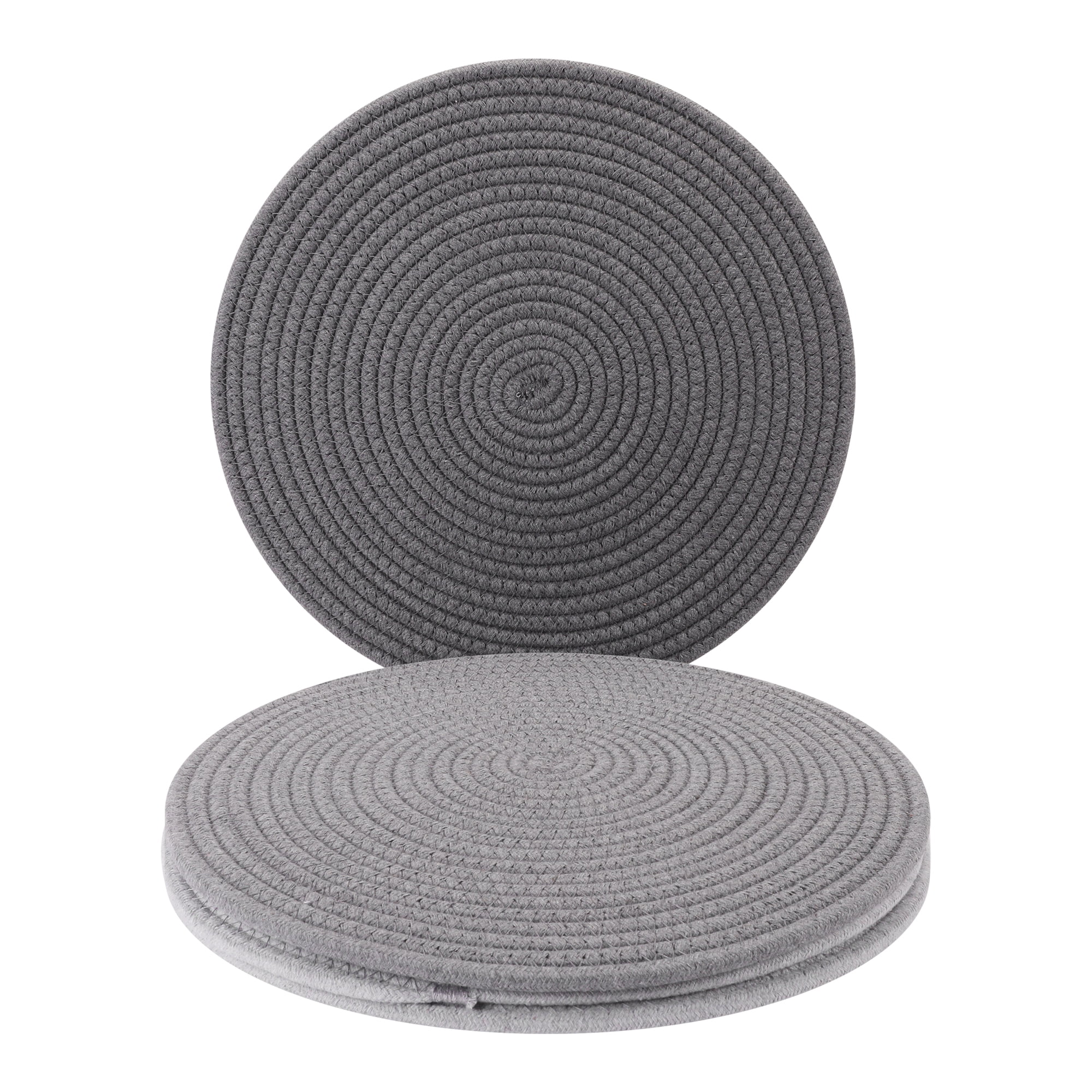Unique Bargains 4Pcs Round Woven Table Placemats Light/Dark Gray 13x13inch