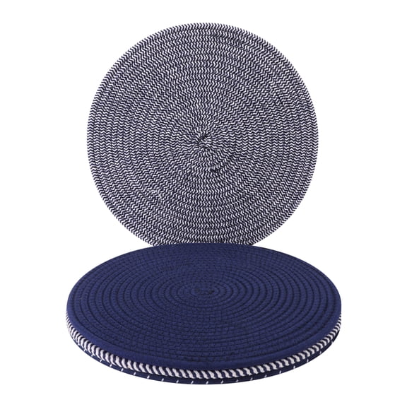 Unique Bargains 4Pcs Round Woven Table Placemats Navy Blue 13x13inch