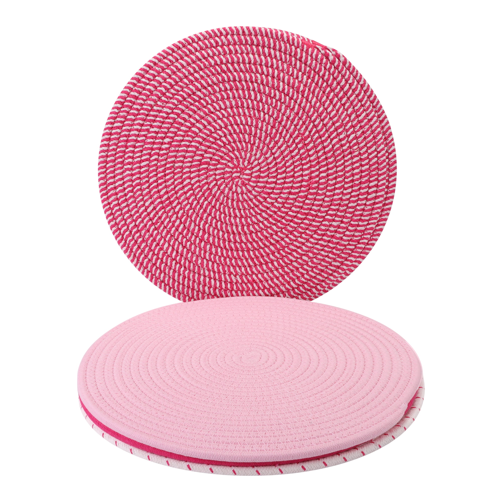 Unique Bargains 4Pcs Round Woven Table Placemats Pink 13x13inch