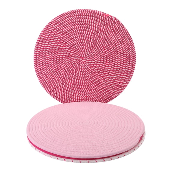 Unique Bargains 4Pcs Round Woven Table Placemats Pink 13x13inch