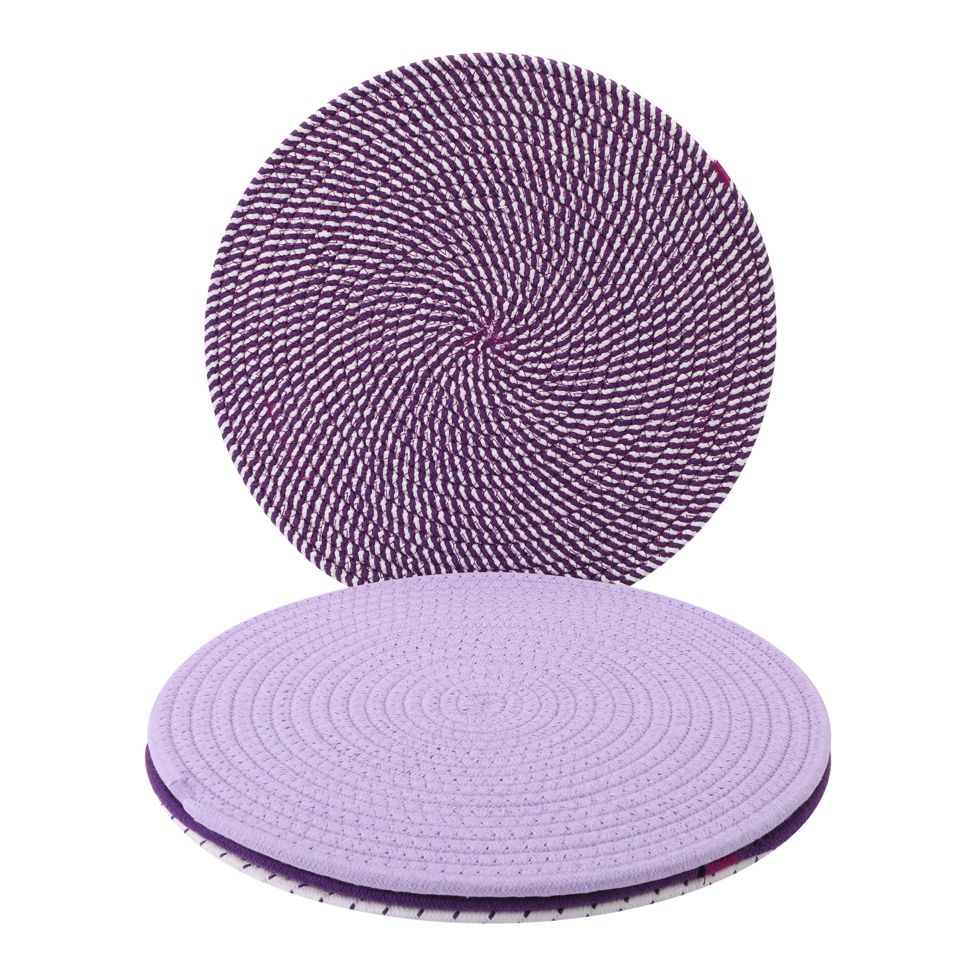 Unique Bargains 4Pcs Round Woven Table Placemats Purple 13x13inch