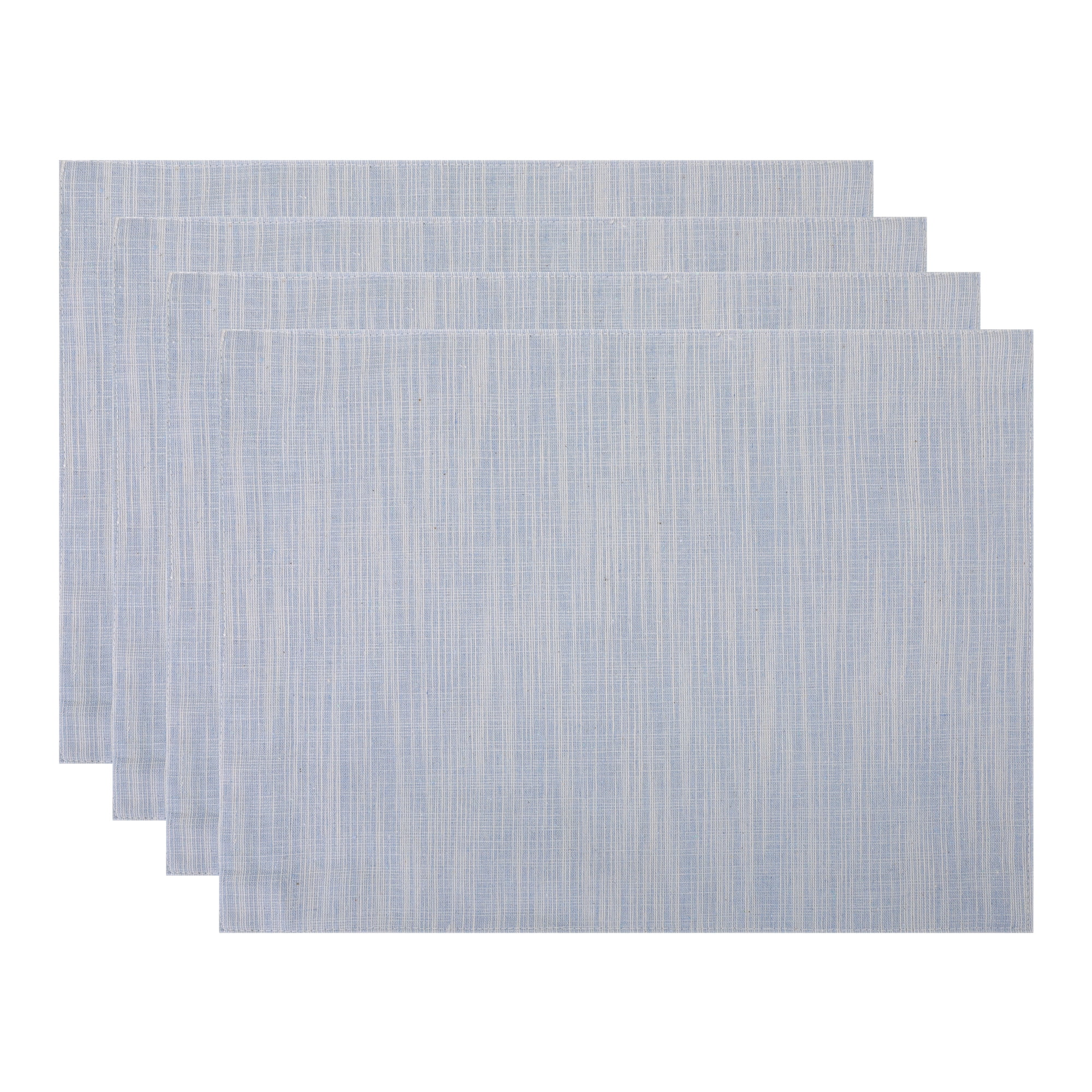 Unique Bargains 4Pcs Rustic Cotton Linen Blend Placemats Light Blue 15.7x11.8inch