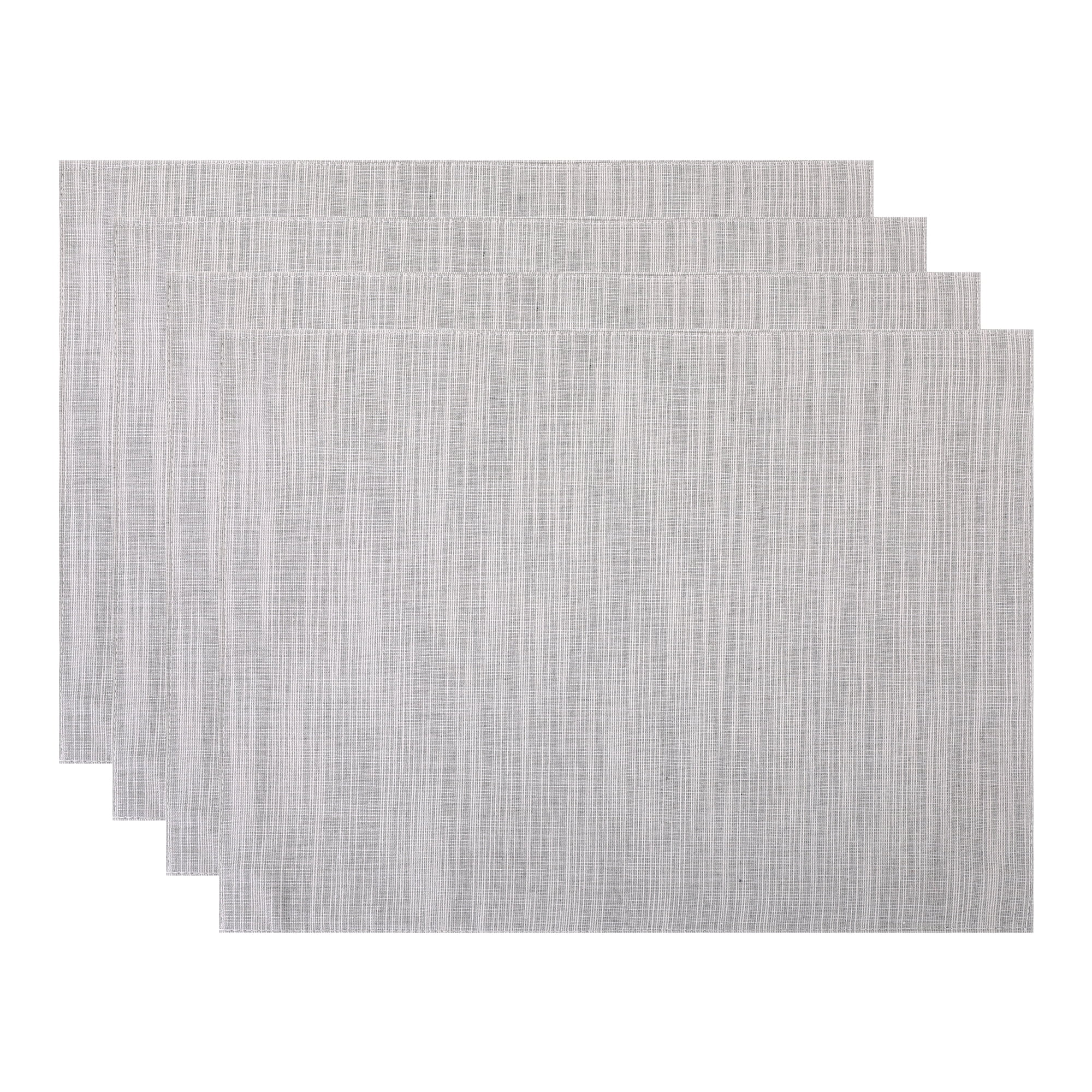 Unique Bargains 4Pcs Rustic Cotton Linen Blend Placemats Light Gray 15.7x11.8inch