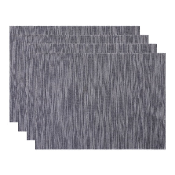 Unique Bargains 4Pcs Rustic Cotton Linen Blend Placemats Navy Blue 15.7x11.8inch