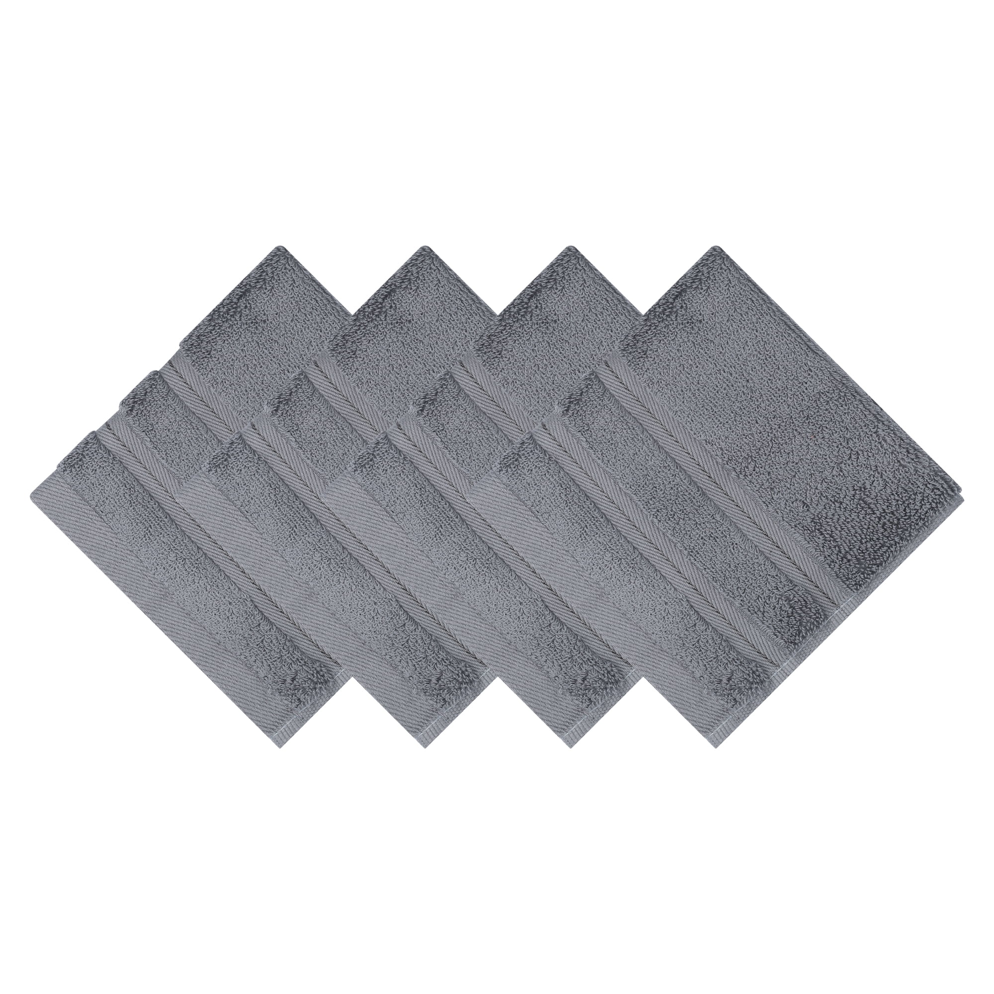 Unique Bargains 4Pcs Solid Cotton Absorbent Washcloths Dark Grey 13" x 13"
