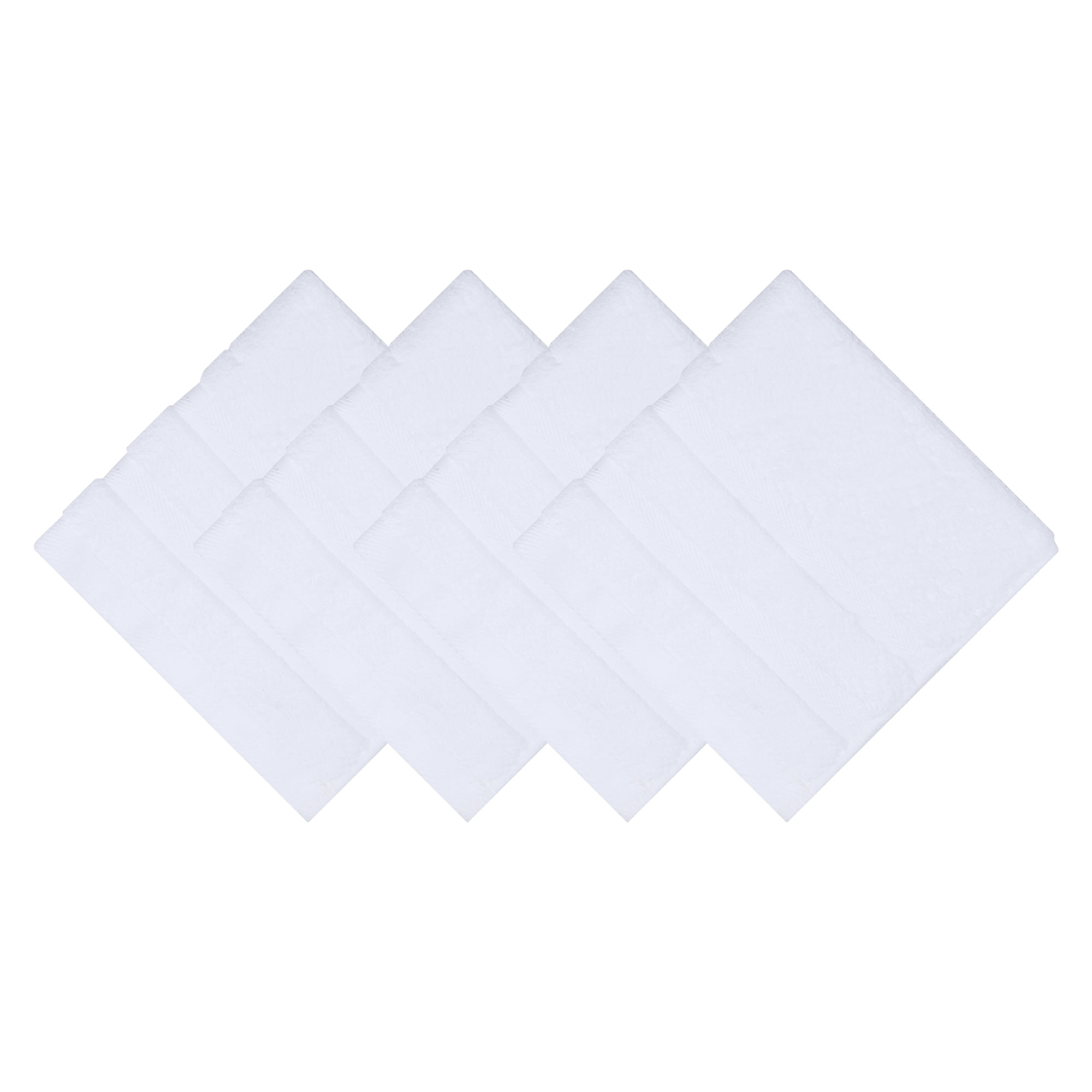 Unique Bargains 4Pcs Solid Cotton Absorbent Washcloths White 13" x 13"