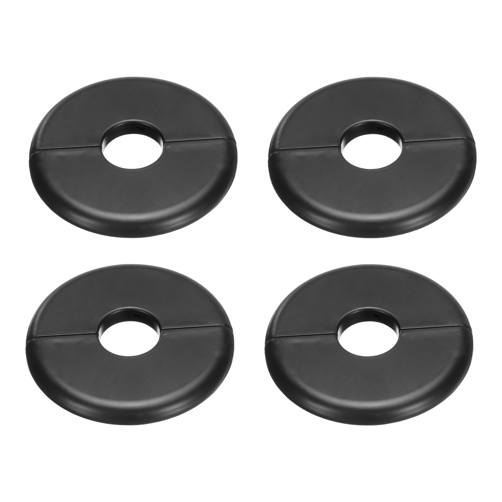 Unique Bargains 4Pcs Split Flange ABS Self-Adhesive Plumbing Cover Plates Black 22mm
