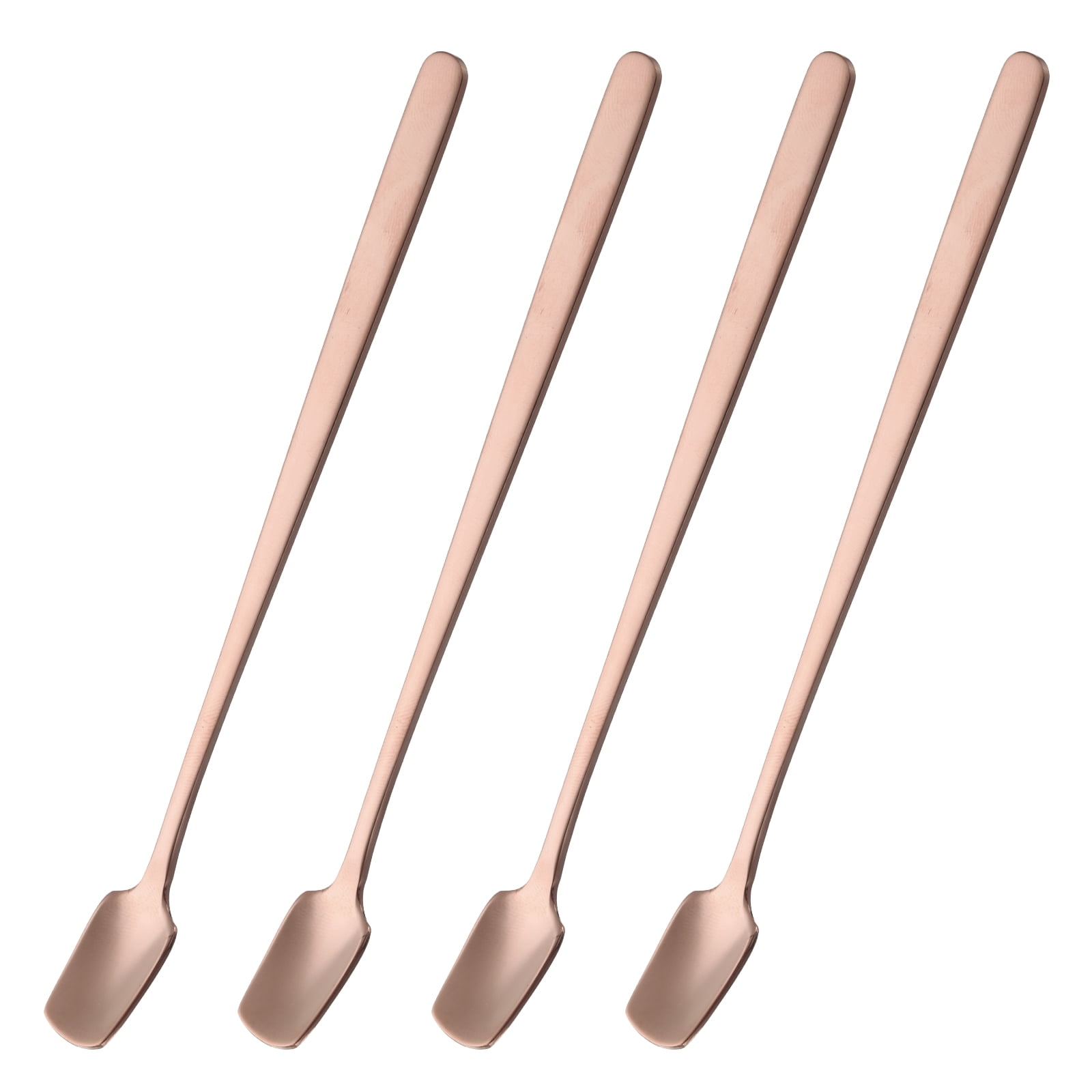 Unique Bargains 4Pcs Square Stainless Steel Long Handle Coffee Spoons 6.9" Gold Tone