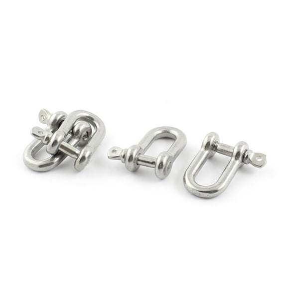 Unique Bargains 4Pcs Stainless Steel 46mm Thread Wire Rope Fastener D Shackles