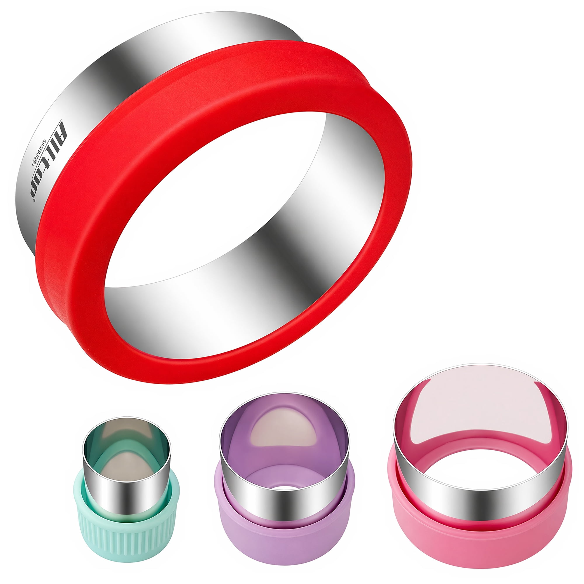 Unique Bargains 4Pcs Stainless Steel Circle Form Cookie Cutters Colorful-4