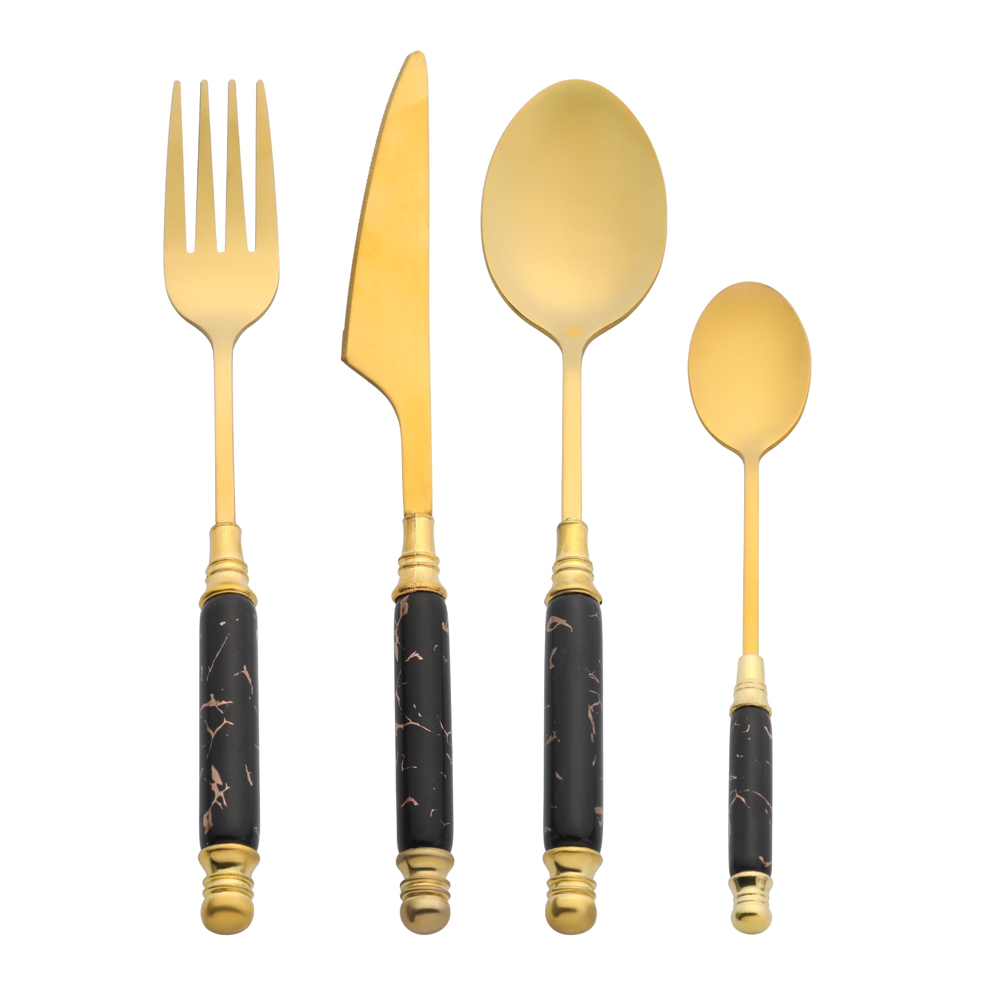 Unique Bargains 4Pcs Stainless Steel Flatware Set For 1 Black