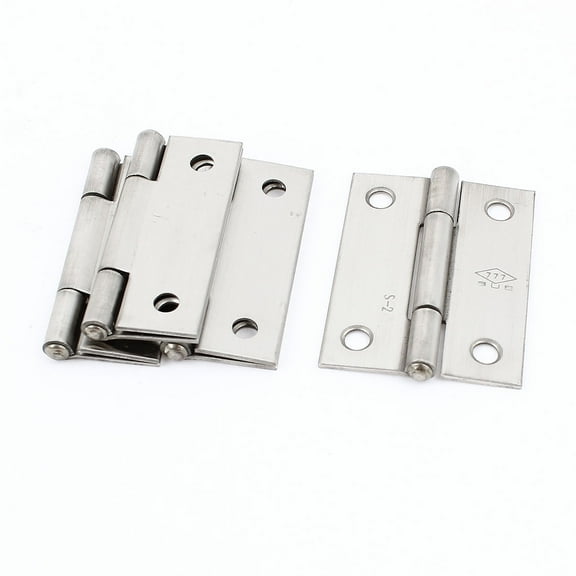 Unique Bargains 4Pcs Stainless Steel Square Interior Cabinet Door Hinge Hardware 2"