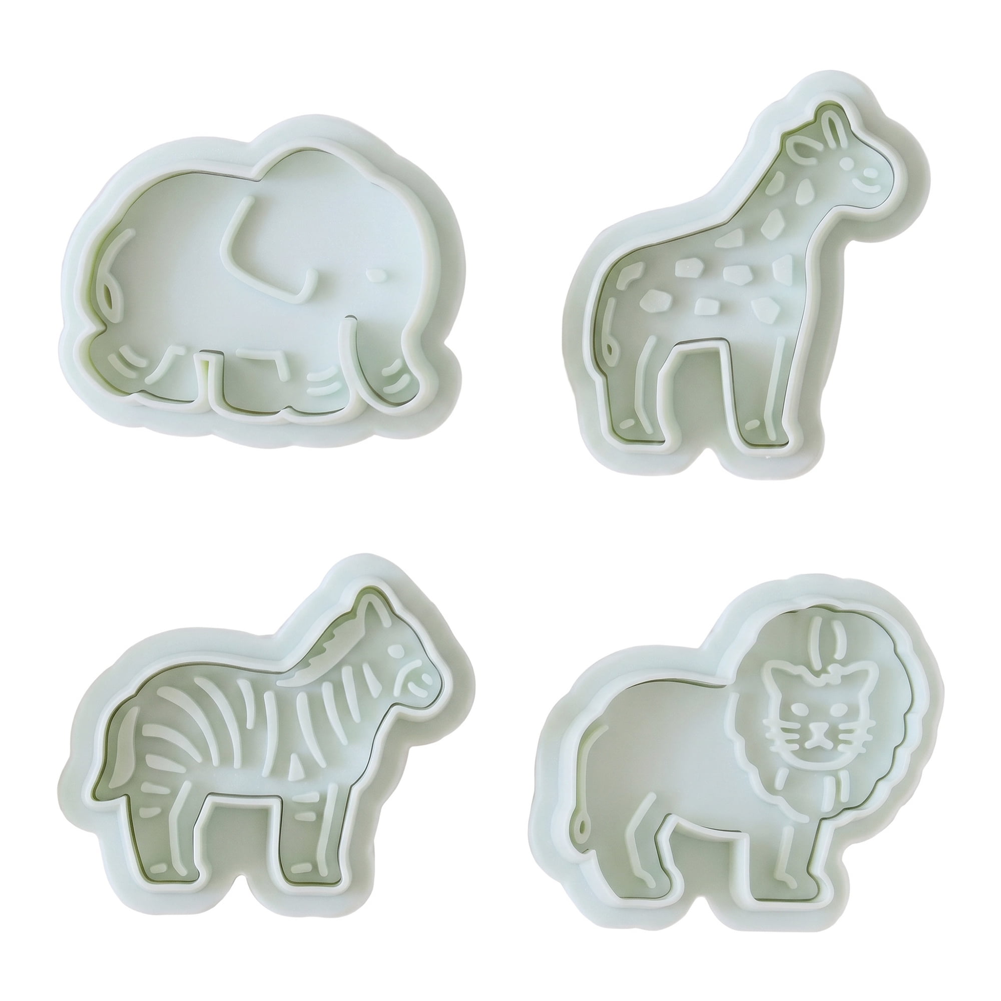 Unique Bargains 4Pcs Stamped Pattern Plastic Cookie Cutters Set White-4
