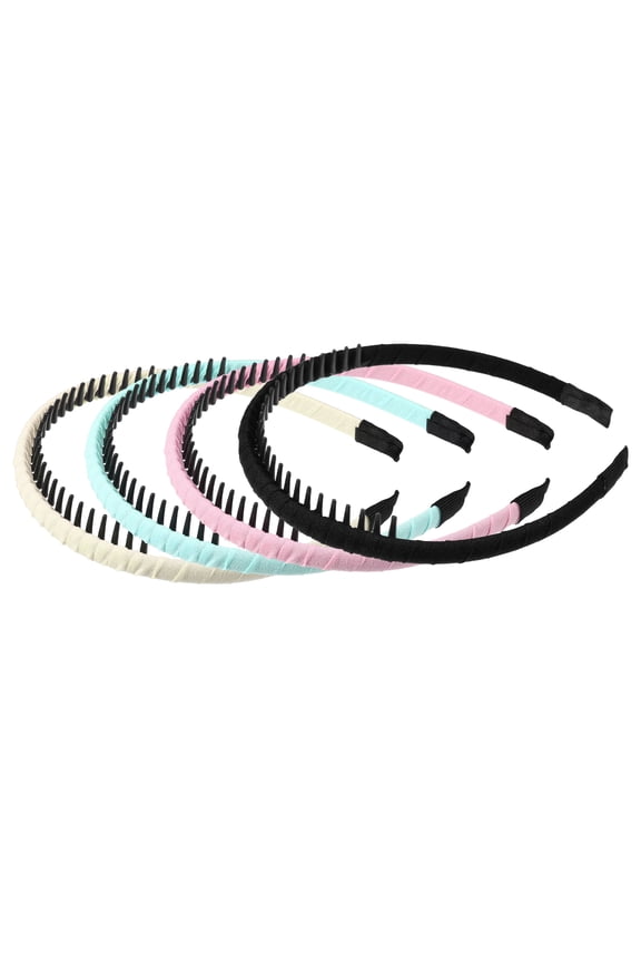 4Pcs Teeth Comb Headbands for Women Non-Slip Head Bands Ladies Hair Hoop Green Pink Beige Black