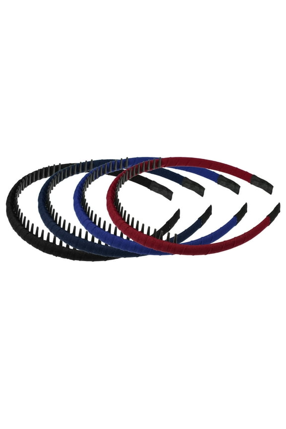 4Pcs Teeth Comb Headbands for Women Non-Slip Head Bands Ladies Hair Hoop Wine Red Black Blue Navy Blue